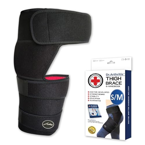 Doctor Developed Strengthening & Stabilizing Hip Brace for Men & Women - Hip Brace for Sciatica Pain Relief - Compression Wrap for Hip Pain - Hip Support Brace - Thigh Supports With Medical Handbook (S/M, Black)