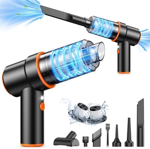 KMM Handheld Car Vacuum Cleaner, 11000PA Vacuum Cleaner & Air Duster, 120W High Power Car Vacuum Portable Cordless, Hand Held Vacuum Rechargeable with Multi-Nozzles & LED Light for Home, Car, Office