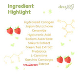 Dear Face Beauty Milk Japanese Collagen STRAWBERRY Drink - 50,000mg Hydrolyzed Collagen, 6.3 Ounce (Pack of 1)