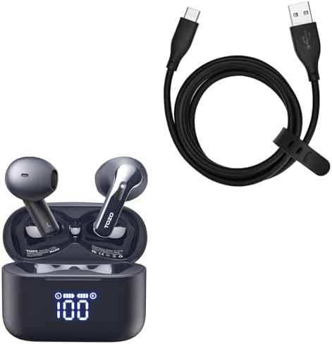 TOZO T21 Wireless Earbuds Bluetooth 5.3 USB-C to USB-A Charging Cable
