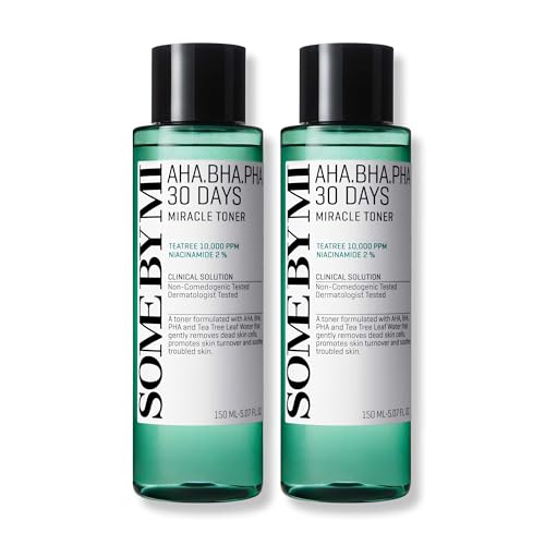 SOME BY MI AHA BHA PHA 30 Days Miracle Toner - Pack of 2 - Mild Exfoliating Korean Toner for First Skin Care Step - Daily Blackhead Removing Pore Minimizer for Face Skin Texture - Korean Skin Care