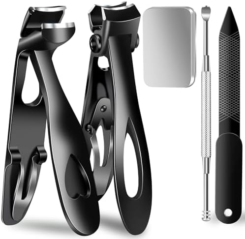 Toenail Clippers for Seniors Thick Toenails – Angled Head, Heavy Duty Premium Steel Large Toe Nail Clippers for Men, Long Handle, Ultra Sharp Fingernail Clippers with Wide Jaw, Safety Lock Nail Cutter