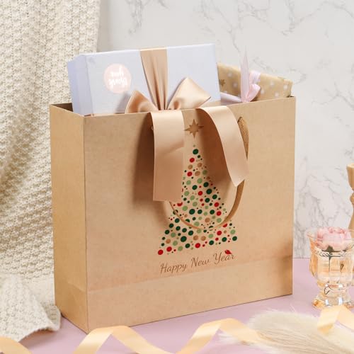 Moretoes 15pcs Gift Bags with Handles Large Gift Bags with Tissue Paper, 12.5"x 4.5"x 11" Heavy Duty Wrap Bags for Shopping, Small Business, Bridal Party, Wedding and Holiday