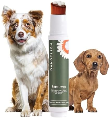 Dandylion Soft Paws | Paw Lotion with Brush | Dog Paw Balm Hydrating Alternative | Vet-Approved, Lick-Safe & Fragrance-Free | pH-Balanced for Itchy, Dry, Cracked Paws, Small & Large Dogs 0.6 fl oz