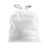 Plasticplace Custom Fit Trash Bags, Compatible with Simplehuman Code L (100 Count) White Drawstring Garbage Liners 4.8 Gallon / 18 Liters, 16.75" x 24.5"