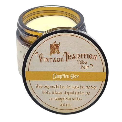 Vintage Tradition Beef Tallow All Purpose Balm – Healing, Hydrating Warm Ginger Skin Care Salve Replaces Body Lotion, Hand Cream, More – Essential Oil, Olive Oil, and Grass-Fed Tallow, 2 fl. oz.