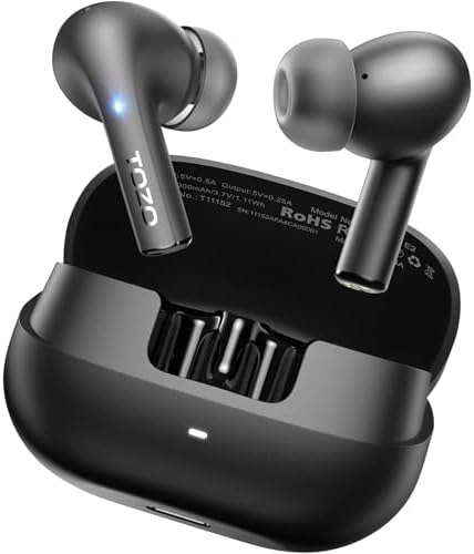 TOZO E2 Wireless Earbuds with 2 Mics AI Call Noise Cancellation, 10mm Drivers with Powerful Bass, App Customize 32 EQs, 30H Playtime, Bluetooth 5.3 Ear Buds, Comfort Fit in-Ear Headphones