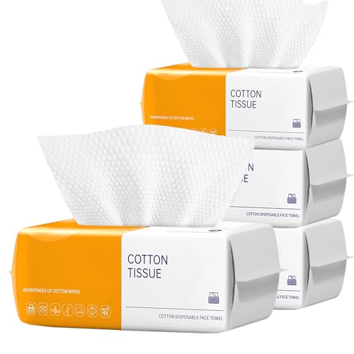 4 Pack Face Towels Disposable,100 Count Ultra Thick Disposable face towels Facial Wash Cloth for Sensitive Skin, Face Clean Towels, clean skin club face towels, Lint- free Facial Tissue