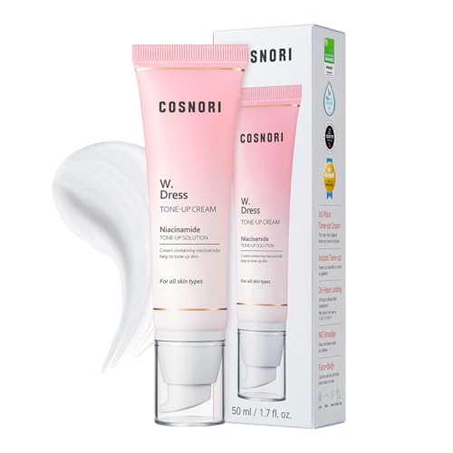 COSNORI W. Dress Tone-up Cream -Quick Skin Tone Balancer – Evens Out Complexion - No Makeup Natural Look - Long-Lasting Hydrating & Sebum Control Face and Body – Vegan, No Animal Tested – 1.69 oz