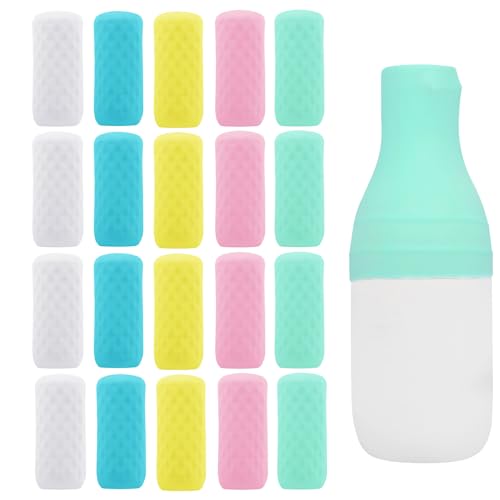 20 Pack Travel Essentials Silicone Bottle Covers, Cruise Ship Essentials, Travel Accessories Luggage for Women Men, Elastic Sleeves for Leak Proofing, Fit Most Travel Size Bottles Toiletries