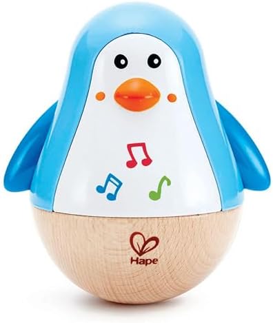 Hape Penguin Musical Wobbler | Colorful Wobbling Melody Penguin, Roly Poly Toy for Kids 6 Months+, Multicolor, 5'' x 2'' (E0331)