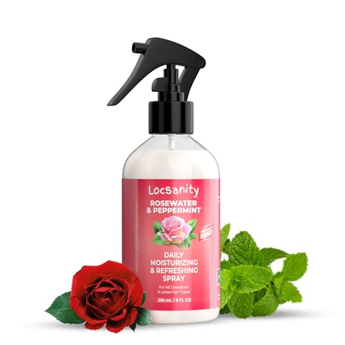 Locsanity Daily Moisturizing Rose Water and Peppermint Hair Scalp Refresher for Locs and Dreadlocks - Natural Loc Care and Maintenance (8oz)
