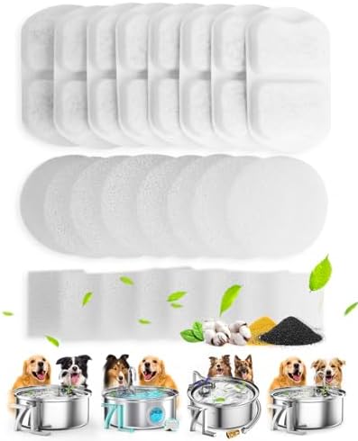 oneisall Dog Water Fountain for Large Dogs,7L/230oz/1.8G Stainless Steel Dog Fountain Super Quiet with Triple Filtration,Great for Large Dogs Cats and Multi-Pet Home (8Set Filters for 7L Dog Fountain)