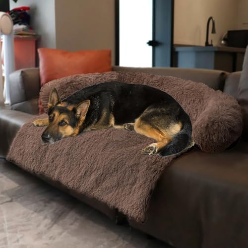Dogs/Cats Bed Mats, Couch Cover for Dogs, Sofa Style Luxurious Mat for Pets, Waterproof Lining and Nonskid Bottom Perfect on Dog Crate, Cat Cage or in The Car. (Desert Brown, XXLPlus)