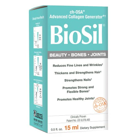 Natural Factors BioSil, Beauty, Bones, Joints Liquid, Supports Healthy Hair, Skin and Nails, Vegan Collagen, Elastin and Keratin Generator, 0.5 Oz