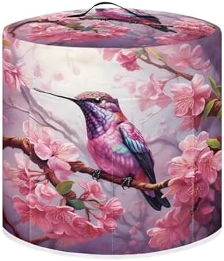 TODIYADDU Sweet Hummingbird Air Fryer Cover for 3 Quart Instant Pot Floral Print Kitchen Appliance Dust Cover with Pocket Lightweight Round Protective Cover for Rice Cooker Coffee Maker