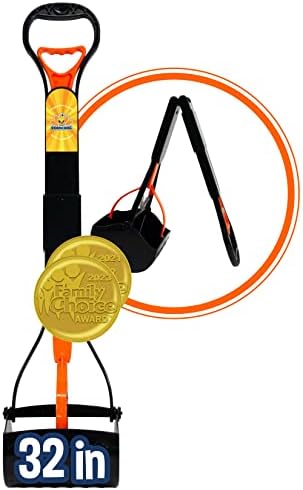 Bodhi Dog Extra Large Foldable Pooper Scooper | 32” Long Handle Portable Pooper Scooper | for Small and Large Dogs | Made with Premium Durable Materials - Orange