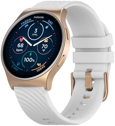 Motorola Moto Watch 120 - Premium Smartwatch with AMOLED Display, 10-Day Battery, Heart Rate & SpO2 Tracking, Fitness & Health Monitoring, Compatible with Android and iPhone - Rose Gold