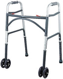 Bariatric Heavy-Duty Folding Walker with Wheels for Seniors, Adults, Extra Wide Front Wheel Walker (2 5-Inch Wheels),and 2 Pair Free Glides Sized for Adults up to 500 lbs