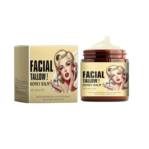 Whipped Beef Tallow and Honey Balm, 2024 New Beef Tallow for Skin, Whipped Tallow Honey Balm, Grass Fed Grass Finished Organic Tallow Face Moisturizer Cream, Body Lotion, and Lip Balm (1 Bottle)