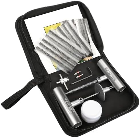 BETOOLL Universal Tire Repair Kit, Heavy Duty 24 Pcs Emergency Tire Plug Kit, for car Motorcycle, Truck, ARB，ATV, Tractor, RV, SUV, Trailer