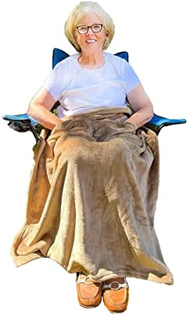 Granny Jo Products Lightweight Wheelchair Blanket, Warm Fleece, Fleece with Pocket, Toast, 36 inch (2204)