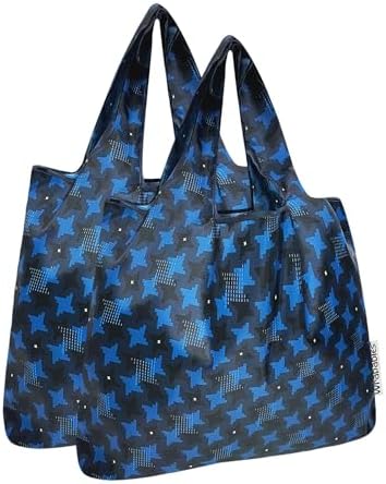 allydrew Medium Foldable Tote Nylon Reusable Grocery Bag (Set of 2)