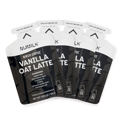 Numilk Pouches 4-Pack - Birch Coffee Vanilla Oat Latte - Creamy Plant-Based Milk in Seconds - Easy-to-Use with the Numilk Nut Milk Maker Machine - Dairy Free Milk Beverage - One Pouch Makes 32oz