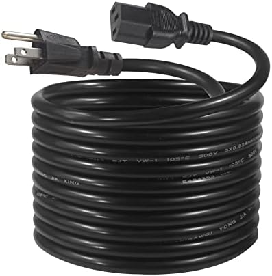12FT Computer Monitor Replacement Power Cord -Black Long Standard PC Replace AC 3 Prong Power Supply Cord Heavy Duty 18AWG IEC C13 Power Cable NEMA 5-15P to C13 10A 125V for Monitor/TV/Computer