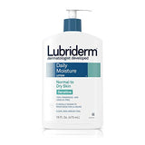 Lubriderm Daily Moisture Body Lotion for Sensitive, Dry Skin, Enriched with Vitamin B5, Dye and Lanolin Free, Unscented and Non-Greasy, 16 fl. oz