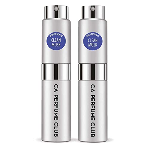 CA Perfume Impression of Emra Clean Musk For Women & Men Fragrance Concentrated Long Lasting Eau de Parfum Spray Refillable Glass Atomizer Bottle 0.27 Fl Oz-X2