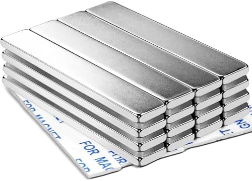 DIYMAG Strong Neodymium bar Magnets with Double-Sided Adhesive, Rare Earth Neodymium Magnet - 60 x 10 x 3 mm, Pack of 16