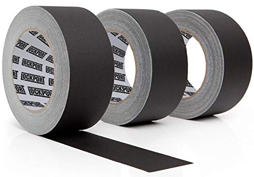 Lockport Black Gaffers Tape 2 inch x 30 Yards - 3 Pack Pro Black Gaff Tape - No Residue, Water Resistant, Non-Reflective, Easy Tear - Multipurpose Photography, Filming, Stage, Production, and More