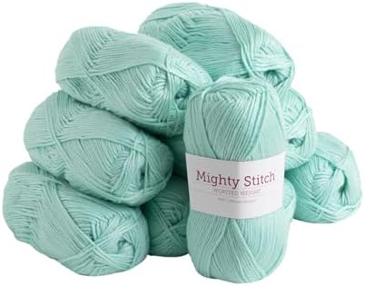 Knit Picks Mighty Stitch Acrylic and Superwash Wool Blend Worsted Weight Green Yarn Pack - 10 skeins of 100g Each - 2080 Yards Total (Mint)
