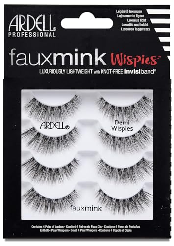 Ardell Faux Mink Lashes Demi Wispies Multipack, Natural-Looking False Eyelashes, 4 Pairs, 1 Pack