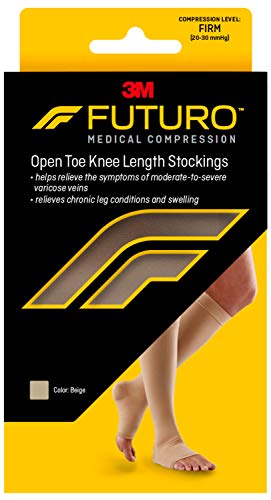 FUTURO Open Toe Knee Length Stockings for Men & Women, X-Large, Beige, Firm (20-30 mm/Hg)