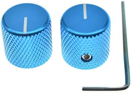 KAISH Set of 2 Aluminium Metal Flat Top Guitar Bass Knobs Guitar Volume/Tone Control Knobs 1/4" Universal Potentiometer Pot Knobs with Indicator Line for Tele/Telecaster Blue
