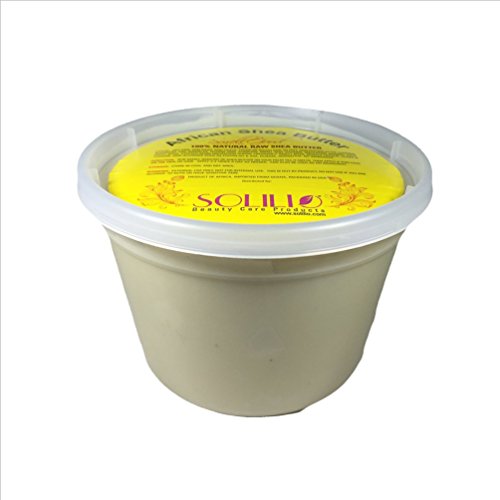 Pure Unrefined African Shea Butter, natural and handmade, ivory color, packed in 16 oz food grade resealable container, 18 Units included