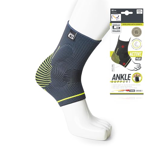 Neo-G Ankle Brace Ankle Compression Sleeve with Silicone Joint Cushions – Sprained Ankle Support for Men and Women – Breathable Targeted Compression for Sports and Daily wear - Active Plus (Medium)