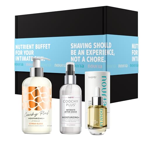 Coochy Plus HydroLock MOISTURIZING+ 3-Steps Kit Intimate Shave Gift Set: NOURIA Pre-Shave Elixir Oil + Coochy Plus Shave Cream Citrus Elixir + Coochy Plus After Shave Protection Mist