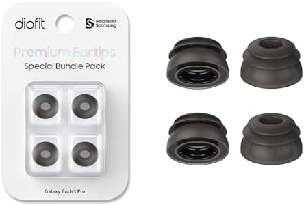 Premium Multi-Flange Eartips Compatible with Galaxy Buds3 Pro (Black, Medium)