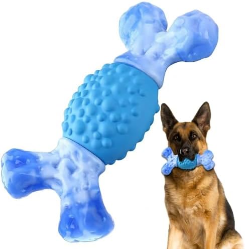 Rensh Tough Dog Toys for Aggressive Chewers, Almost Indestructible Dog Chew Toys for Medium Large Breed, Sturdy Aggressive Chew Dog Toys to Keep Them Busy, Dog Chew Bones Toy for Long Lasting (Blue)