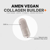 Amen Plant-Based Vegan Collagen Builder Supplement - Organic Whole Foods, Lutein, Vitamin C, Biotin, Lysine, Proline Collagen Boosters - Organic Cranberry, Lemon, Strawberry - Once A Day - 30 Capsules