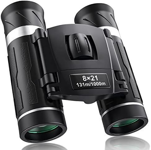 8X21 Small Compact Binoculars for Adults and Kids, High Power Mini Pocket Binoculars, Waterproof Binoculars for Bird Watching, Hunting, Concert, Theater, Opera, Traveling, Sightseeing (8X21-BK10)
