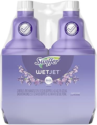 Swiffer WetJet Multi-Purpose Floor Cleaner Solution with Febreze Refill, Hardwood Floor Cleaner, Lavender Scent, 1.25 Liter -42.2 Fl Oz (Pack of 2)