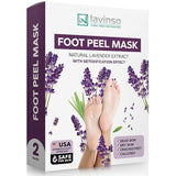 Lavinso Lavender Foot Exfoliator Peeling Mask for Dry Cracked Feet - 2 Pack - Remove Dead Skin and Callus - Foot Peel Mask for Baby Soft Feet