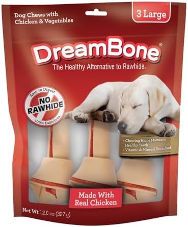 DreamBone Large Chews With Real Chicken, Rawhide-Free Chews For Dogs, 3 Count