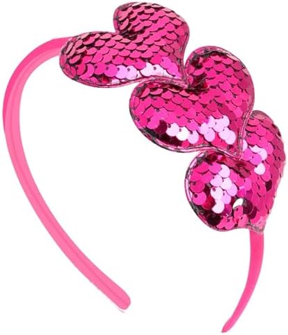 Macute Valentine's Day Headbands for Women and Girls Hair Bands Valentine's Day Glitter Sequin Red Heart-Shaped Headbands