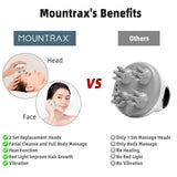 MOUNTRAX 5 in 1 Electric Scalp Massager, Portable Heated Head Kneading 88 Massage Nodes, 2 Styles & 3 Speed Modes, Body for Deep Cleansing, Relief, Hair Growth