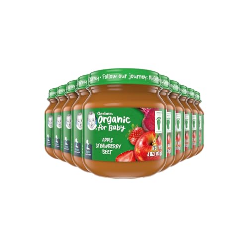 Gerber 2nd Foods Organic for Baby Baby Food, Apple Strawberry Beet, 4 oz Jar (10 Pack)